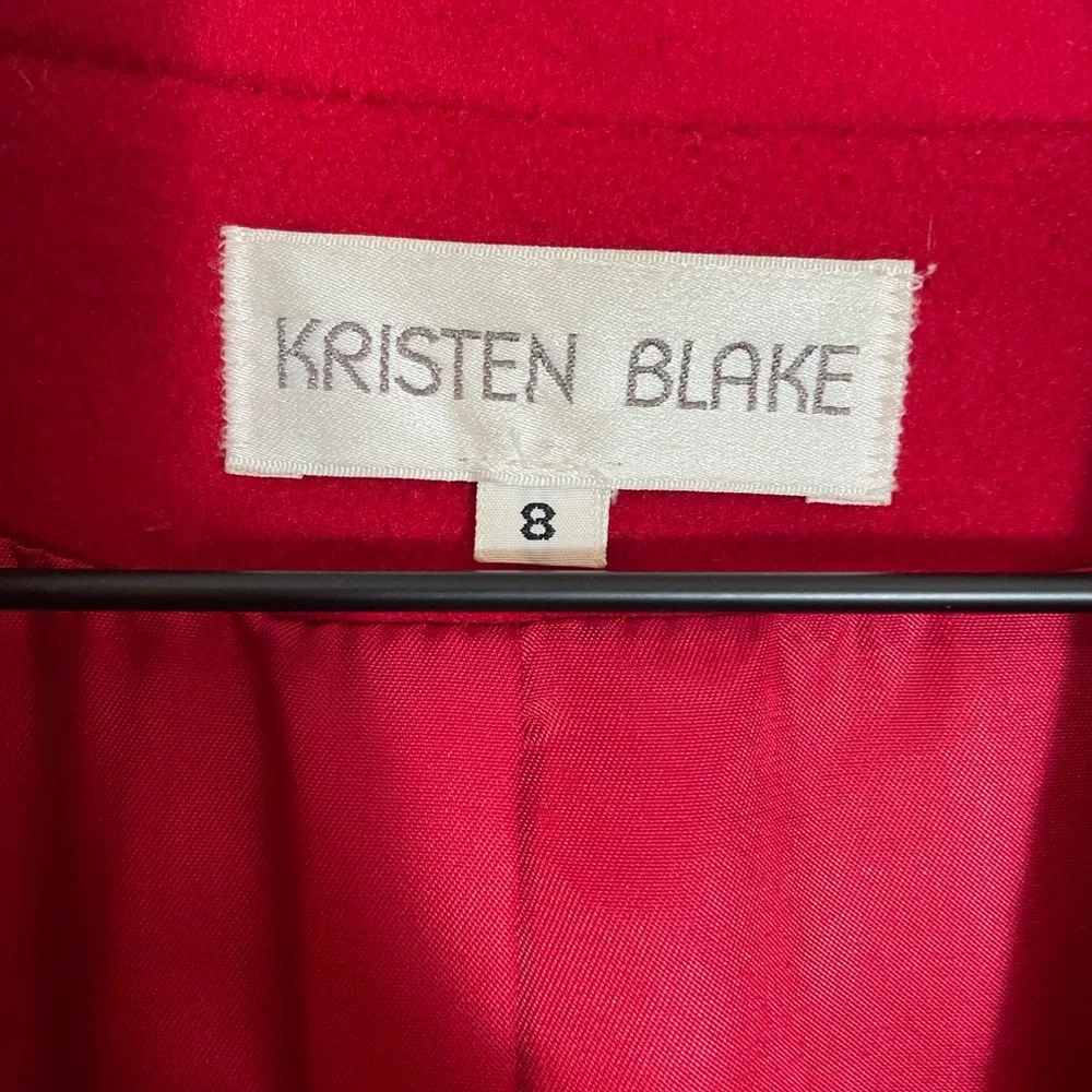 Vintage Kristen Blake Red Wool Blend Trench Coat Size 8 Union Tag EUC - Picture 2 of 13